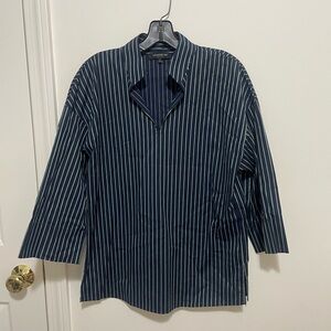 Navy blue striped Lafayette 148 blouse - size S